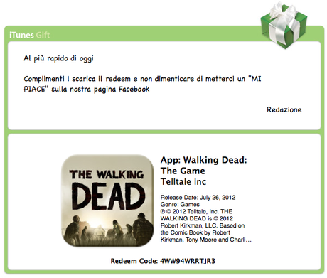 REDEEM CONTEST : All’interno 2 Codici Redeem per il gioco THE WALKING DEAD per iPhone e iPad [Recensione]