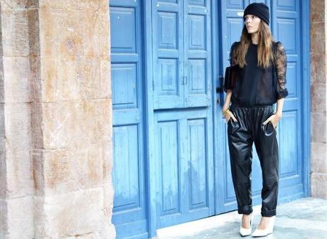 Slouchy leather trousers