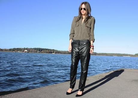 Slouchy leather trousers