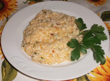 RISOTTO ALLA ZUCCA AROMATIZZATO E ARRICCHITO CON SALSA DI ACCIUGHE E PECORINO di Francesca per la Noce Moscata