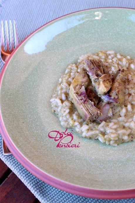 RISOTTO AL PESTO DI BASILICO CON CARCIOFI di Dolcipensieri