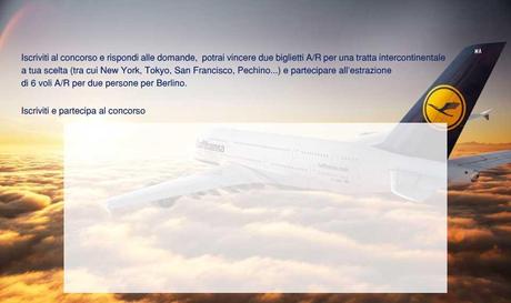 Concorso Gratuito Lufthansa vinci 2 biglietti A/R per tratta intercontinentale