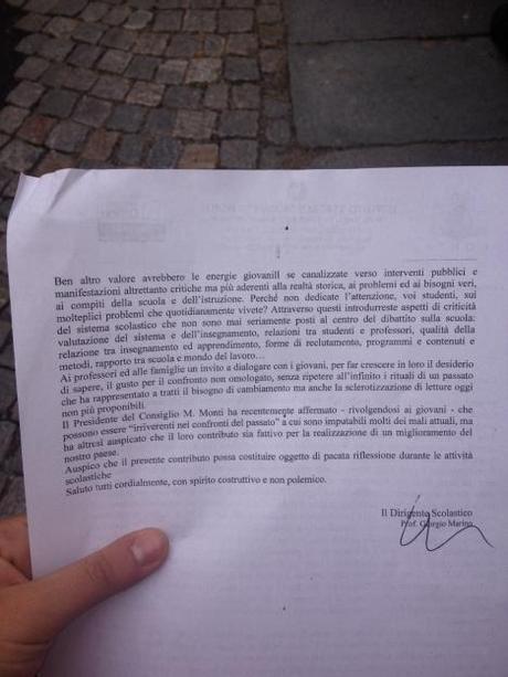 Lettera di Marino (Dir. Scolastico Monti Asti) agli studenti e dura replica dei Giovani Comunisti