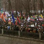 Manifestanti riuniti in Bolotnaja Ploschad' a dicembre 2011