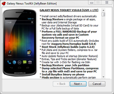 Galaxy Nexus Tool Kit si aggiorna alla versione 10.1