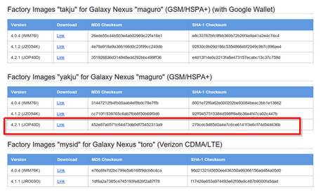 Galaxy Nexus: disponibile la factory image di Android 4.2.1 Jelly Bean