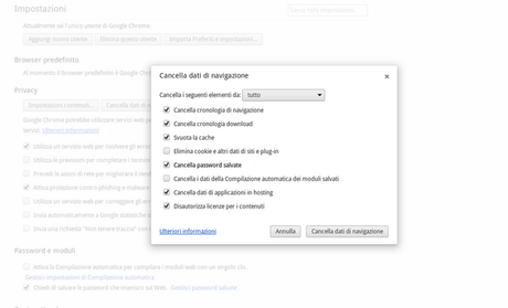 Come cancellare le password di Google Chrome