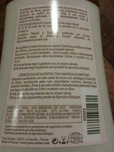 Crema Doccia Al Burro Di Karitè Bio Yves Rocher