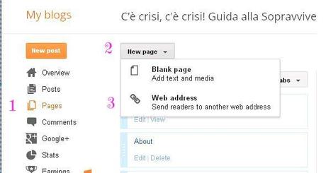  Post, blogger, creare una pagina, create new page in blogger, risorse blog, modifica il tuo blog, migliora blog 