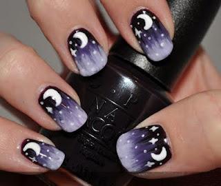 NAIL ART #2__ Galaxy, planets, moon and stars