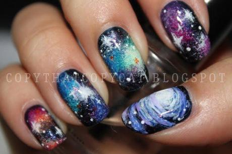 NAIL ART #2__ Galaxy, planets, moon and stars