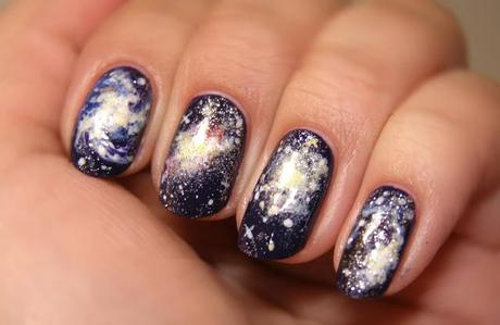 NAIL ART #2__ Galaxy, planets, moon and stars