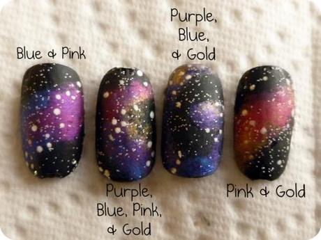 NAIL ART #2__ Galaxy, planets, moon and stars