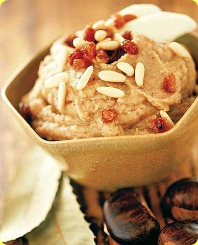 crema di castagne con uvetta e pinoli