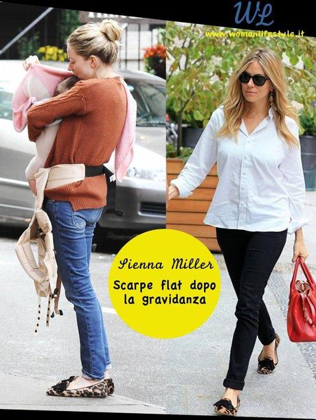 Star Style// Sienna Miller e le scarpe basse dopo la gravidanza.