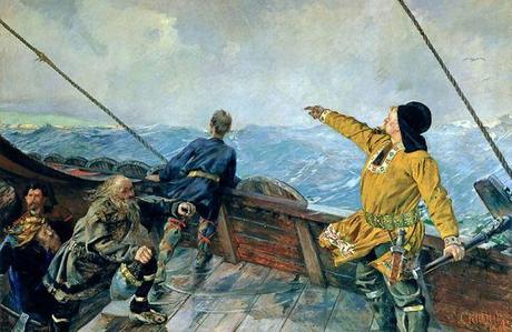 Leif Erikson scopre l'America. Di Christian Krogh (1893)