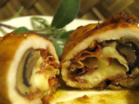 SOLO UN MESE FA' A CASOLA VAL SENIO - INVOLTINI DI POLLO CON PANCETTA AFFUMICATA, FUNGHI E FONTINA