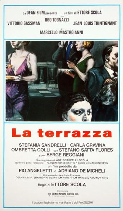 una immagine di Locandina del film La terrazza 1980 di Ettore Scola su Purtativi u Pigiama: Lui, Lei e... lOssessione della Risata