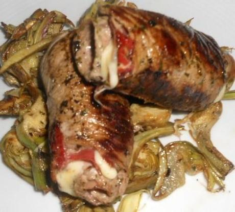 Involtini con carciofi saltati al timo