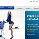 La home page della Pepsi in cui viene mostrato l'accordo raggiunto con Beyoncé