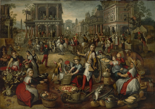 Joachim Beuckelaer: il mercato, la cucina nel 500, la terra, l'aria, l'acqua e il fuoco