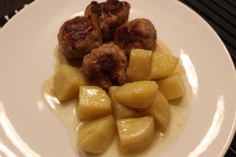 Polpettine alla birra con patate glassate