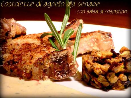 COSTOLETTE DI AGNELLO ALLA SENAPE CON PANURE DI NOCCIOLE E SALSA AL ROSMARINO