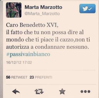 Marta Marzotto contro sua Santità Benedetto XVI a colpi di tweet!