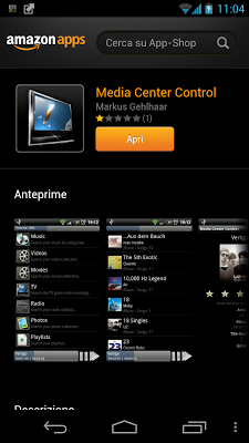 Amazon App Shop regala Media Center Control (solo oggi 20 dicembre 2012)