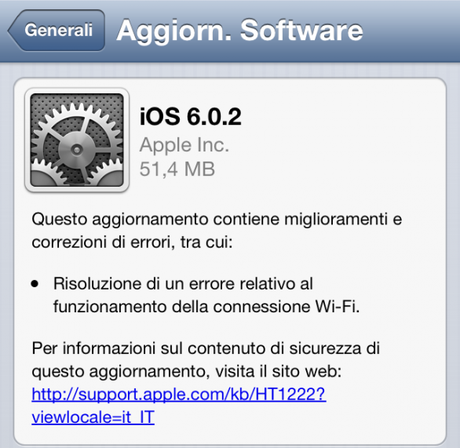 Disponibile iOS 6.0.2 per iPhone 5 e iPad Mini