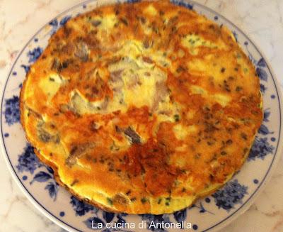 frittata al gorgonzola e funghi di bosco