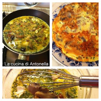 frittata al gorgonzola e funghi di bosco