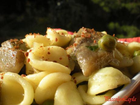 Orecchiette con Carciofi, Piselli e Bottarga di Tonno