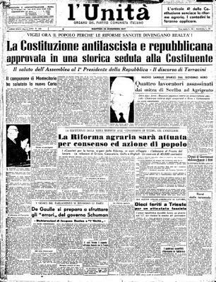 dal Verbale della seduta dell'Assemblea Costituente di lunedì 22 dicembre 1947