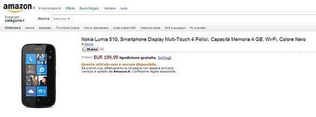 Nokia Lumia 510 a 199 euro a Mediaworld e Amazon