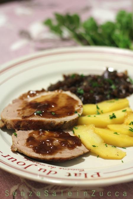 Lonza alla birra scura con mele e composta di cipolla rossa