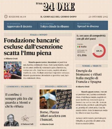 Il Sole24Ore il giornale del giorno dopo