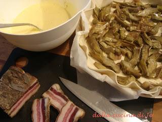 Quiche con carciofi e pancetta