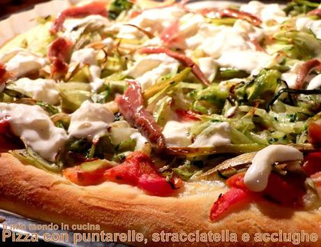 PIZZA CON STRACCIATELLA , PUNTARELLE E ACCIUGHE