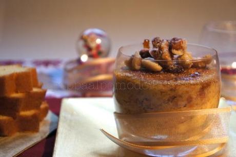 Finta Crème brûlée  di pandoro con frutta secca caramellata