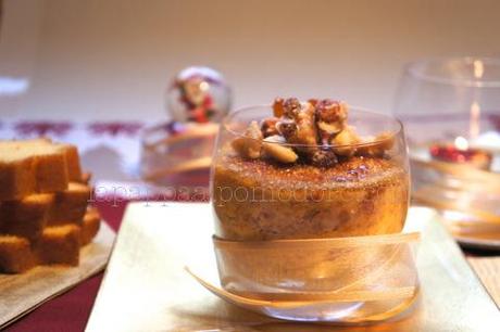 Finta Crème brûlée  di pandoro con frutta secca caramellata