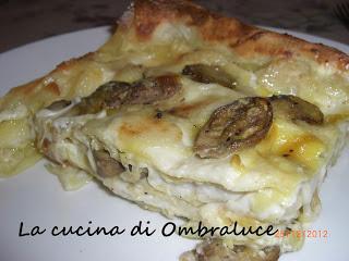 Pasticcio con ovoli e scamorza affumicata