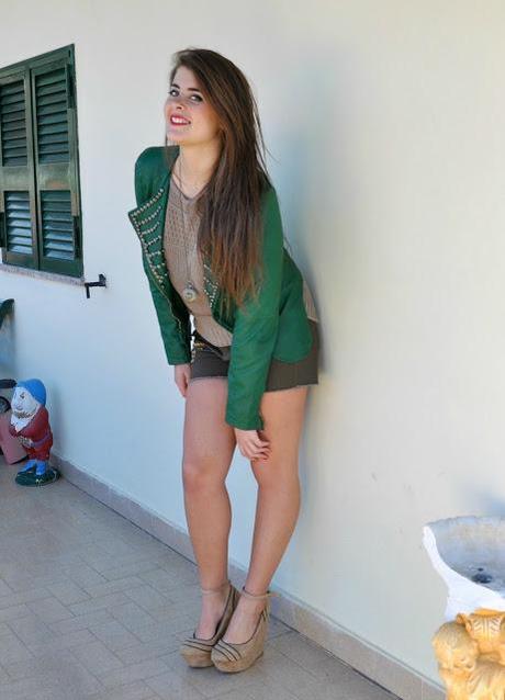 Military green shorts