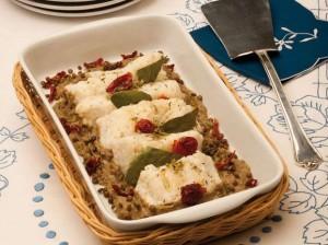 Baccalà al forno con crema di lenticchie