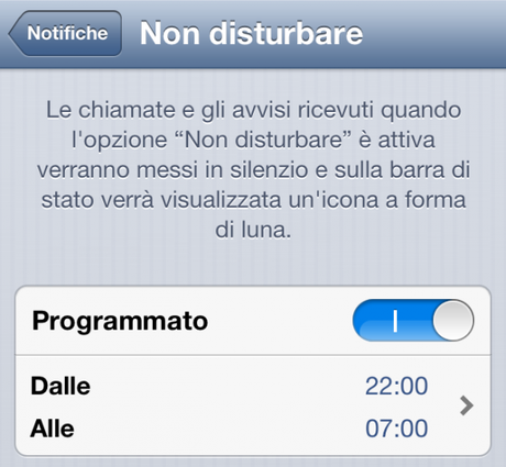 iOS 6: funzione “Non disturbare” attiva