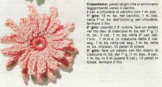 Motivi diversi all'uncinetto: un quadrifoglio, una stella, un fiorellino, una margherita, un crisantemo.