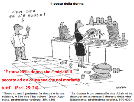 ruolo religioso della donna - È causa della donna che è iniziato il peccato ed è a causa sua che noi moriamo tutti (Eccl. 25, 24).