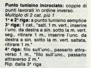 Punto tunisino: punto tunisino semplice; maglia rasata tunisina; punto tunisino rovescio; punto tunisino incrociato