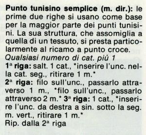 Punto tunisino: punto tunisino semplice; maglia rasata tunisina; punto tunisino rovescio; punto tunisino incrociato