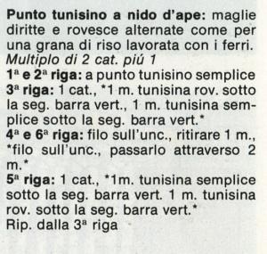 Punto tunisino: punto tunisino con popcorn; punto tunisino a nido d'ape; pizzo tunisino